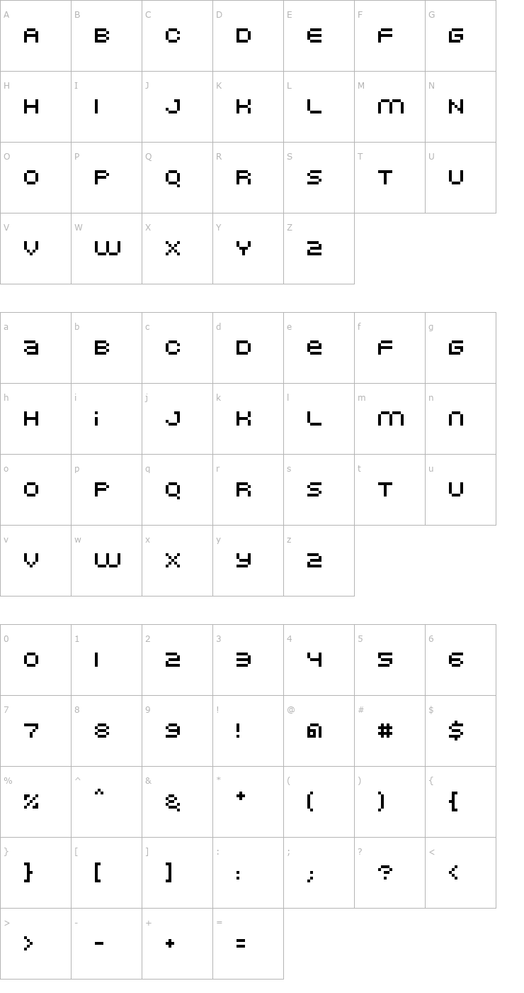 Character Map Nominal5 Font