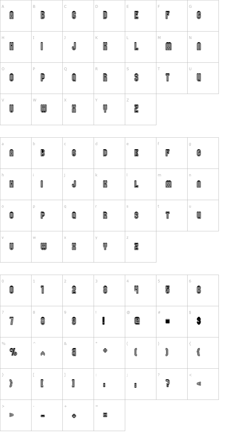 Character Map Nomitais Font