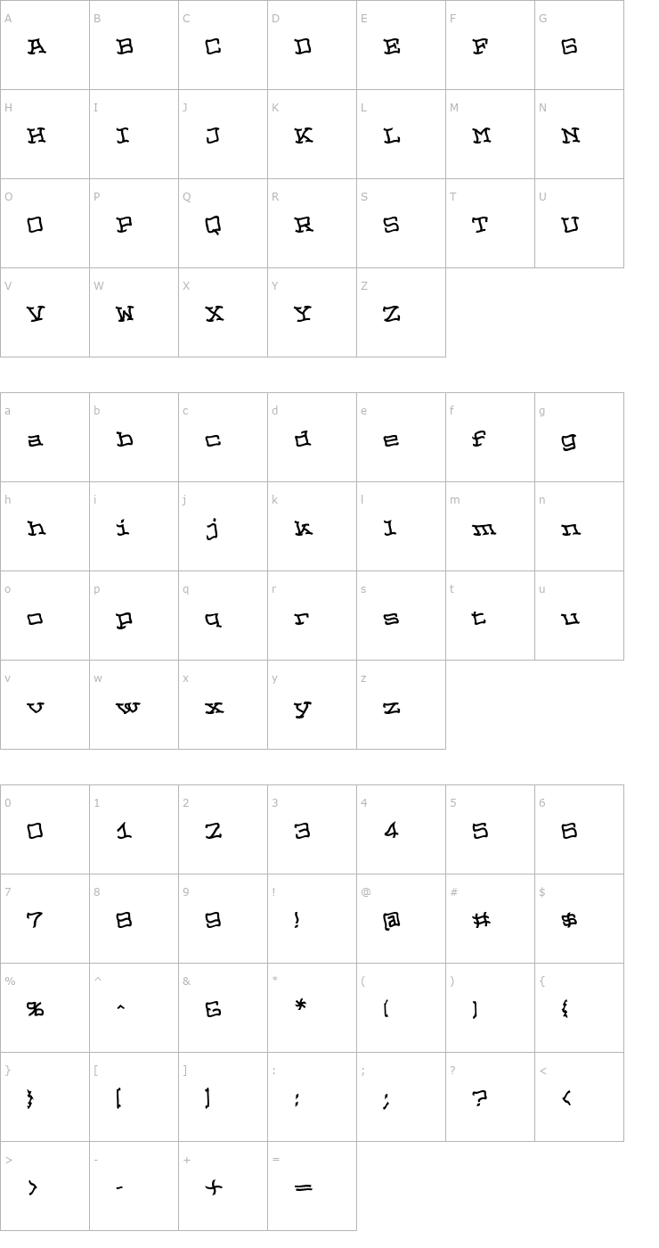 Character Map NopainLeft Bold Font