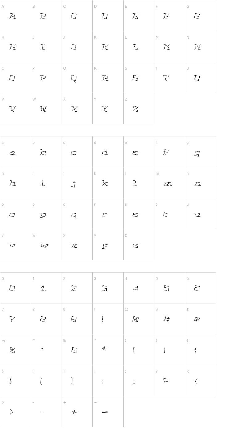 Character Map NoPainRight Font