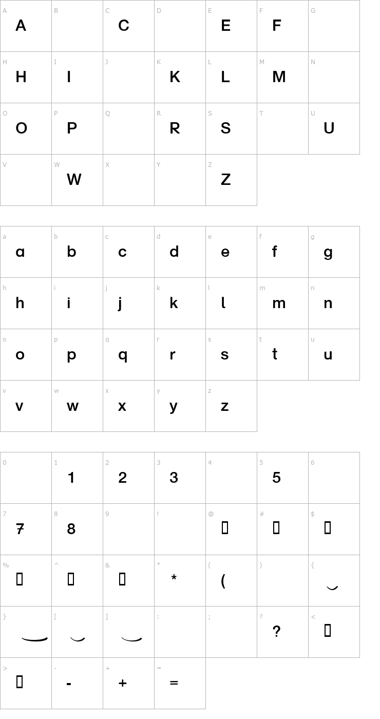 Character Map Norddruck Font
