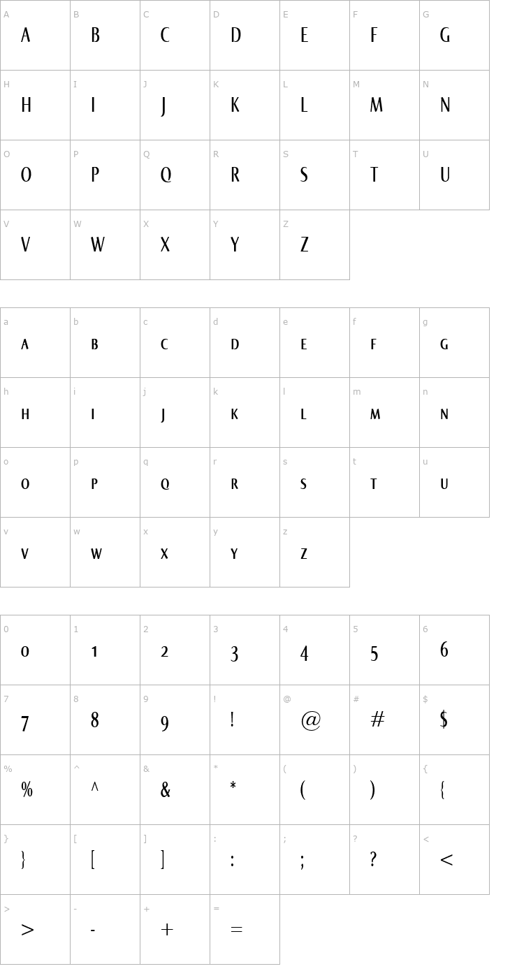 Character Map Norma Compr SmallCaps Font