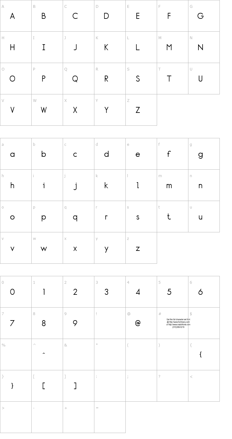 Character Map Normafixed Font