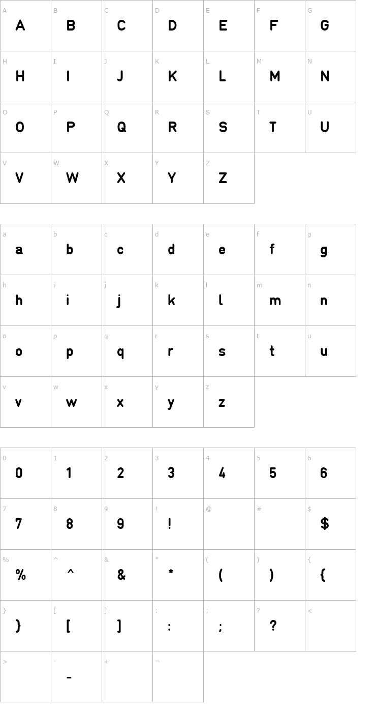Character Map Normalise Din MN Font