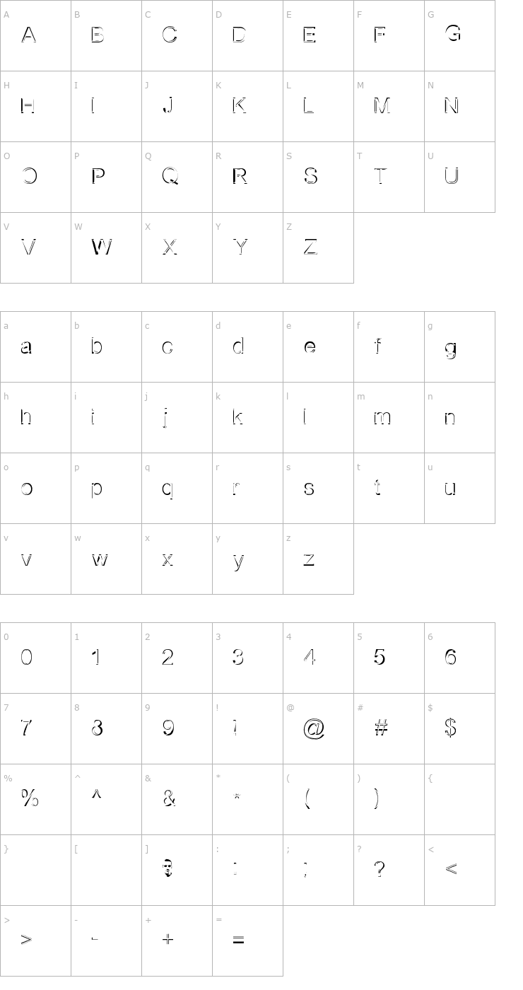 Character Map Northern Book Sale Font