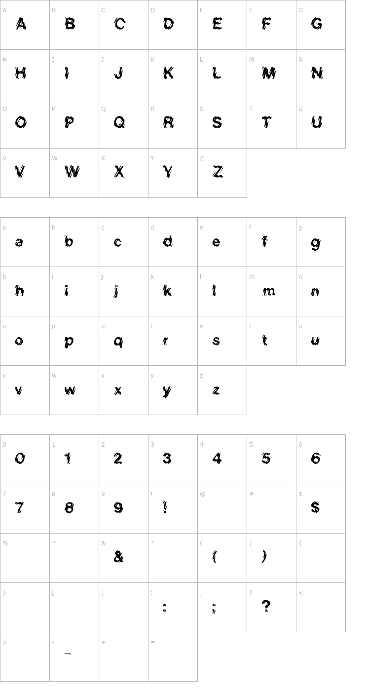 Character Map NorthWestSide Font