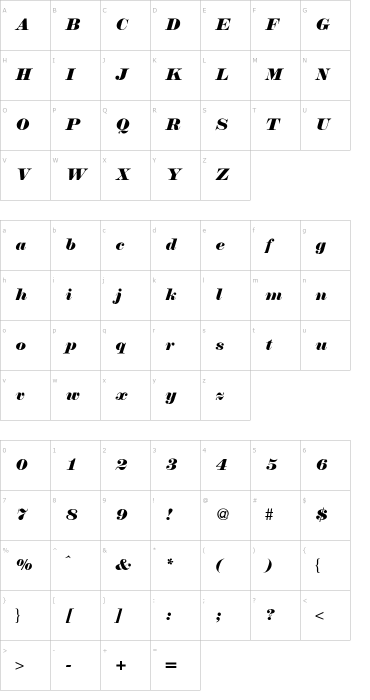 Character Map Norton-RegularItalic Font