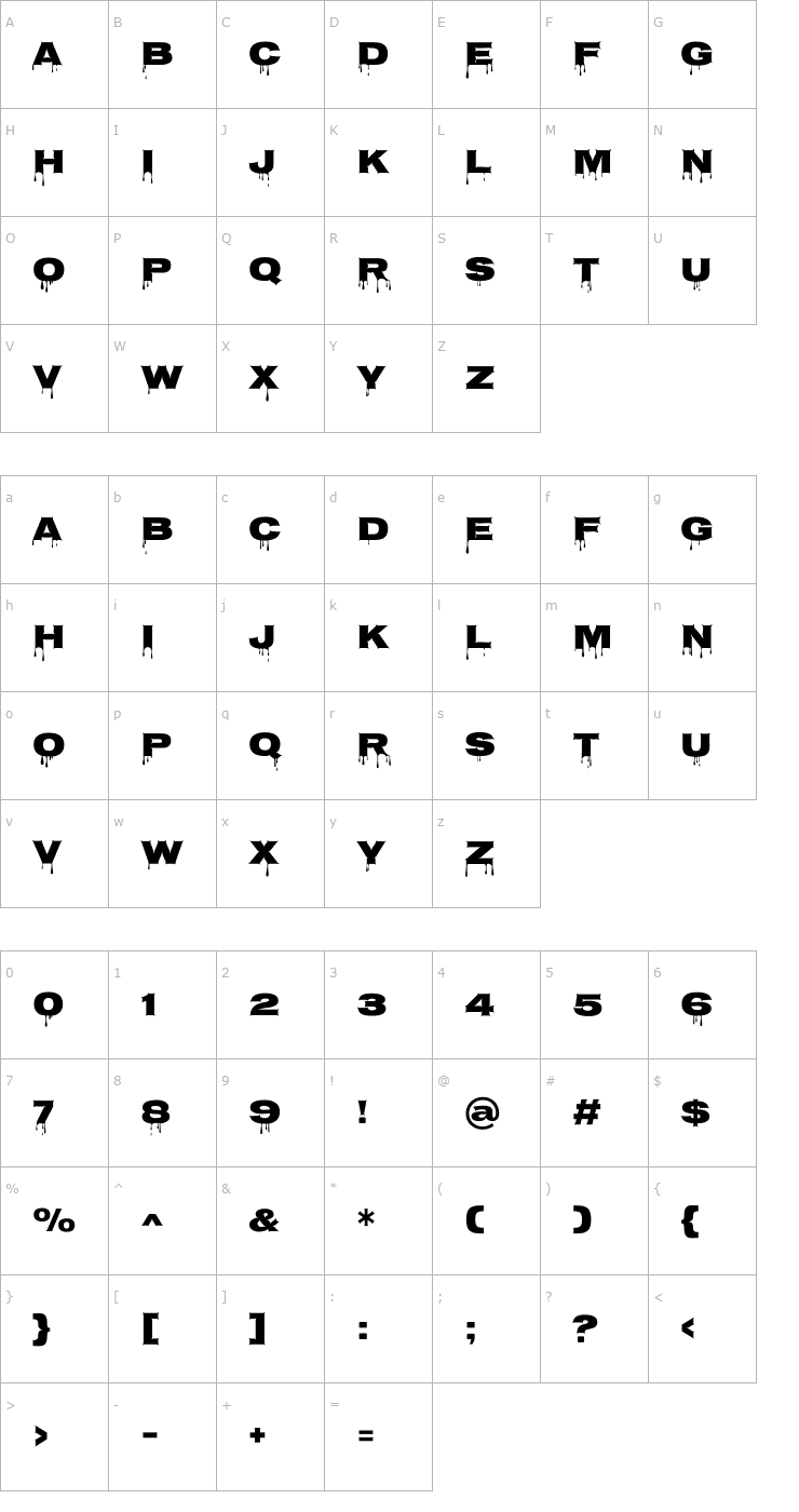 Character Map Nosifer Font