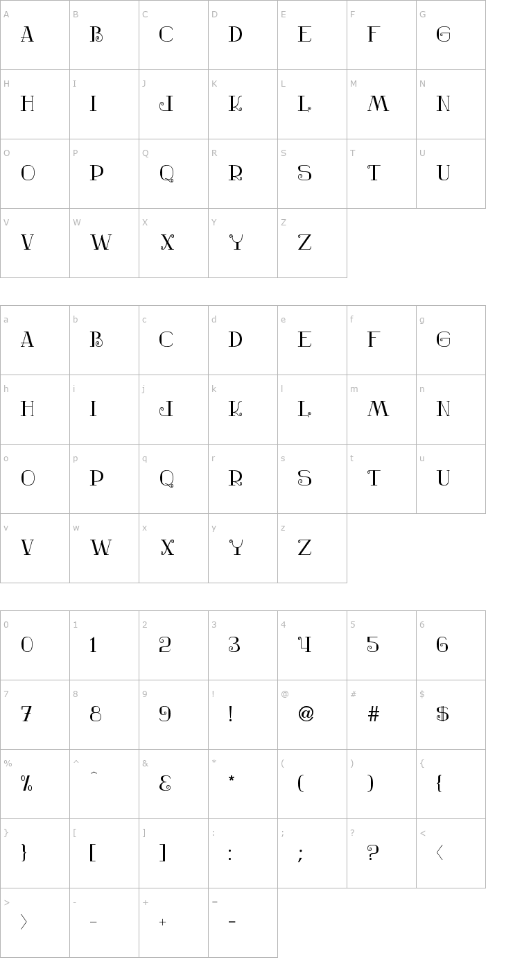 Character Map Nostalgic Font