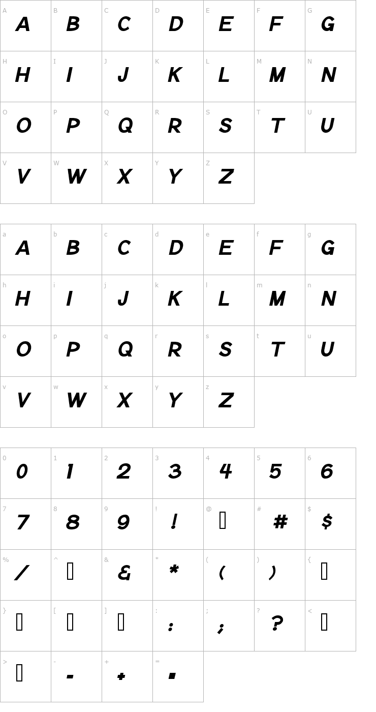 Character Map Notation Bold Italic JL Font