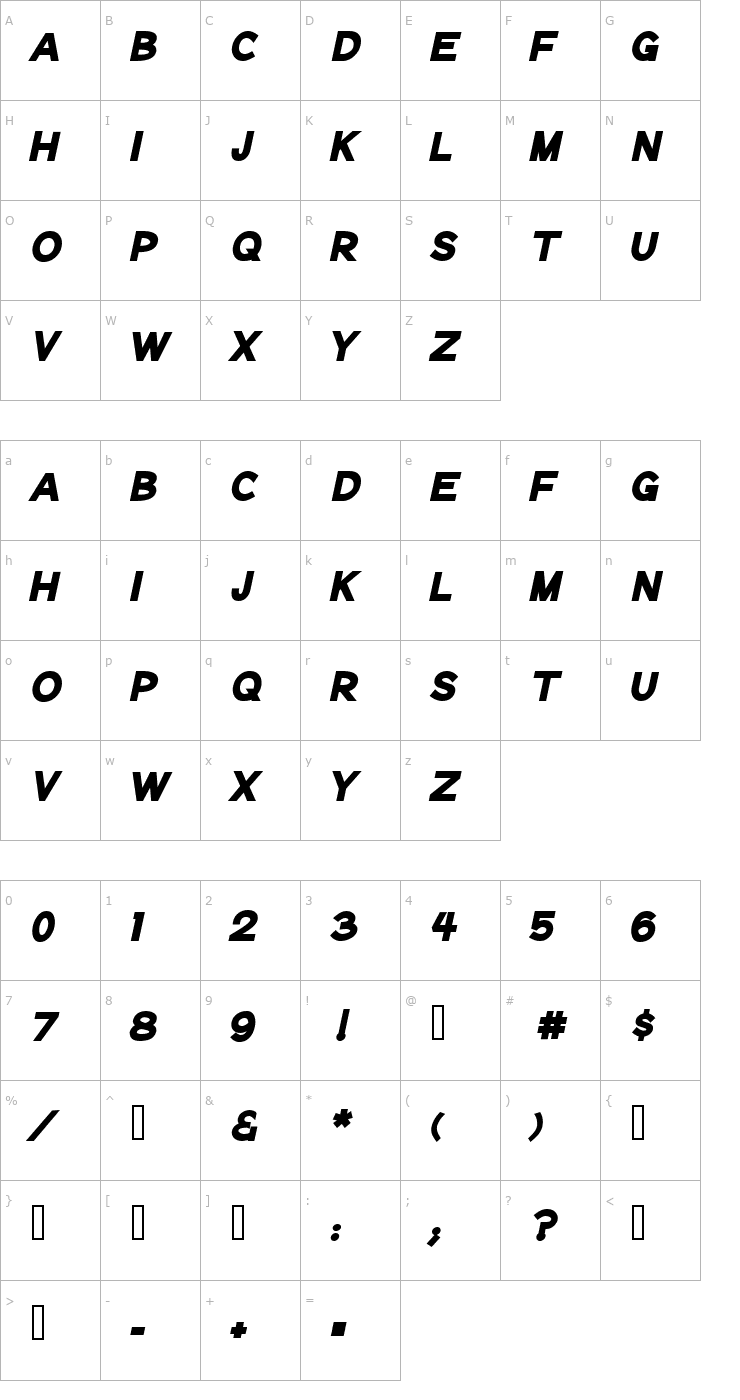 Character Map Notation Heavy Italic JL Font