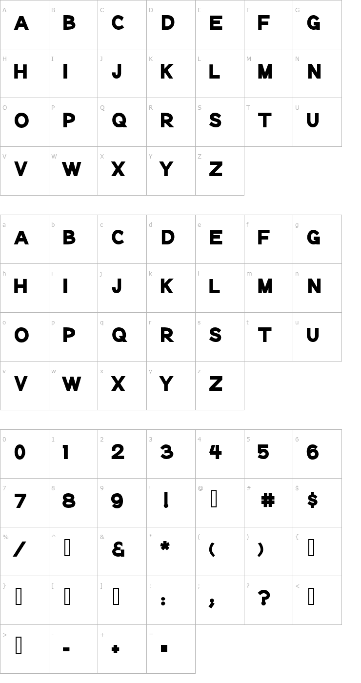 Character Map Notation Heavy JL Font