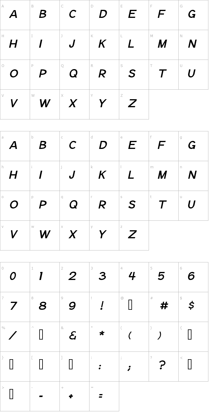 Character Map Notation Italic JL Font