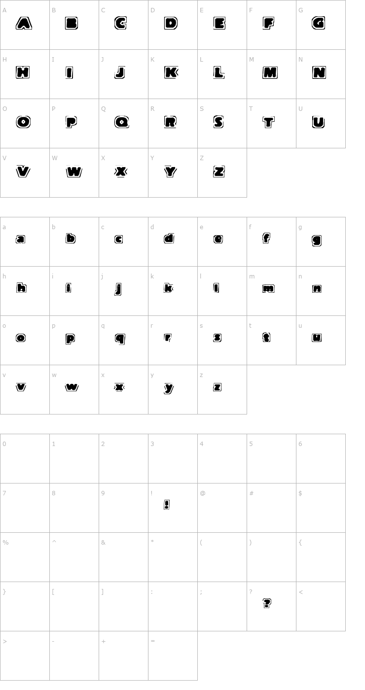 Character Map Note Of Terror Font