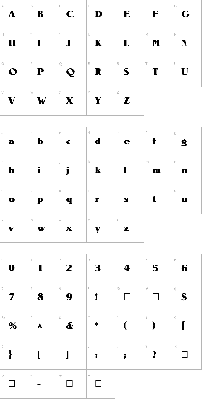 Character Map Notram Regular Font