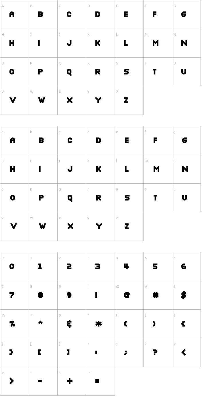 Character Map NottkeBlack Font