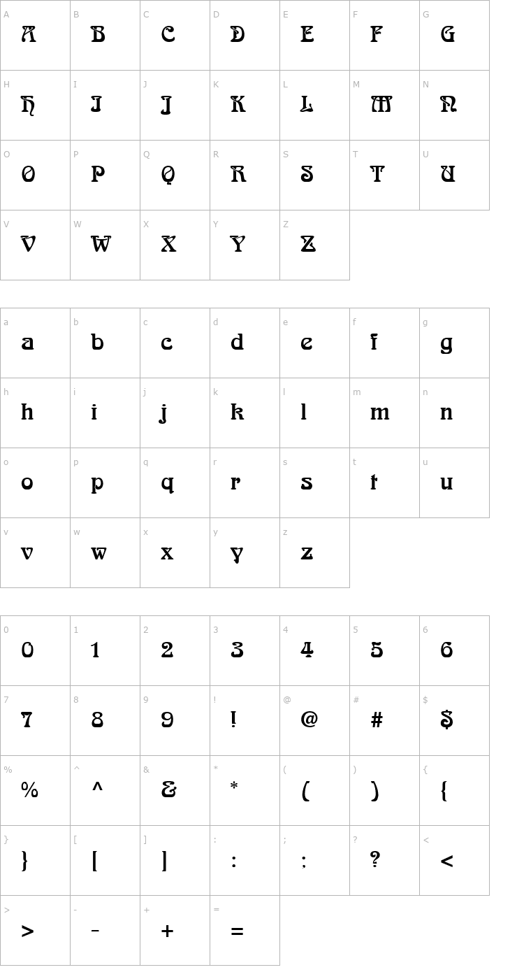 Character Map Nouveau Font