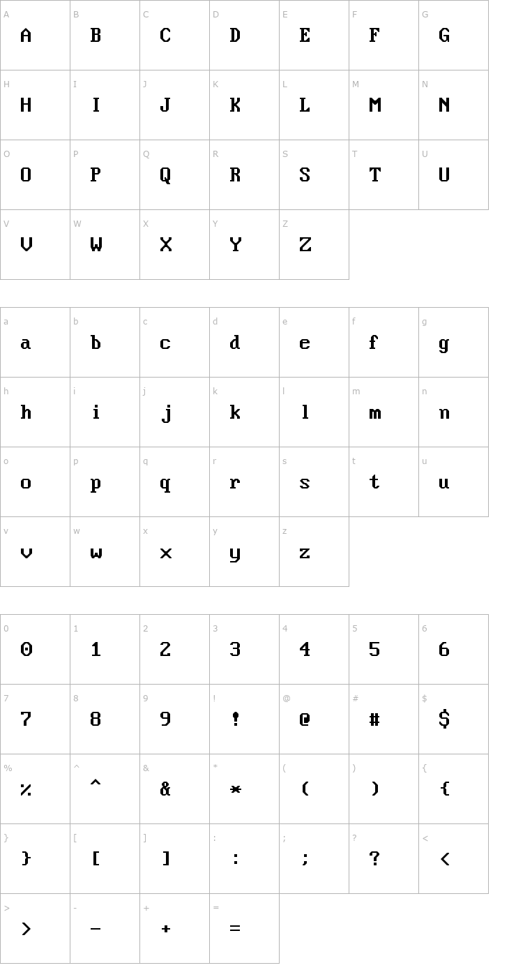Character Map Nouveau IBM Font