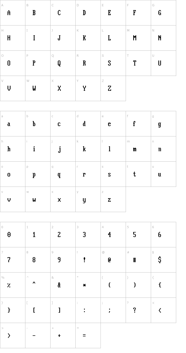 Character Map Nouveau IBM Stretch Font