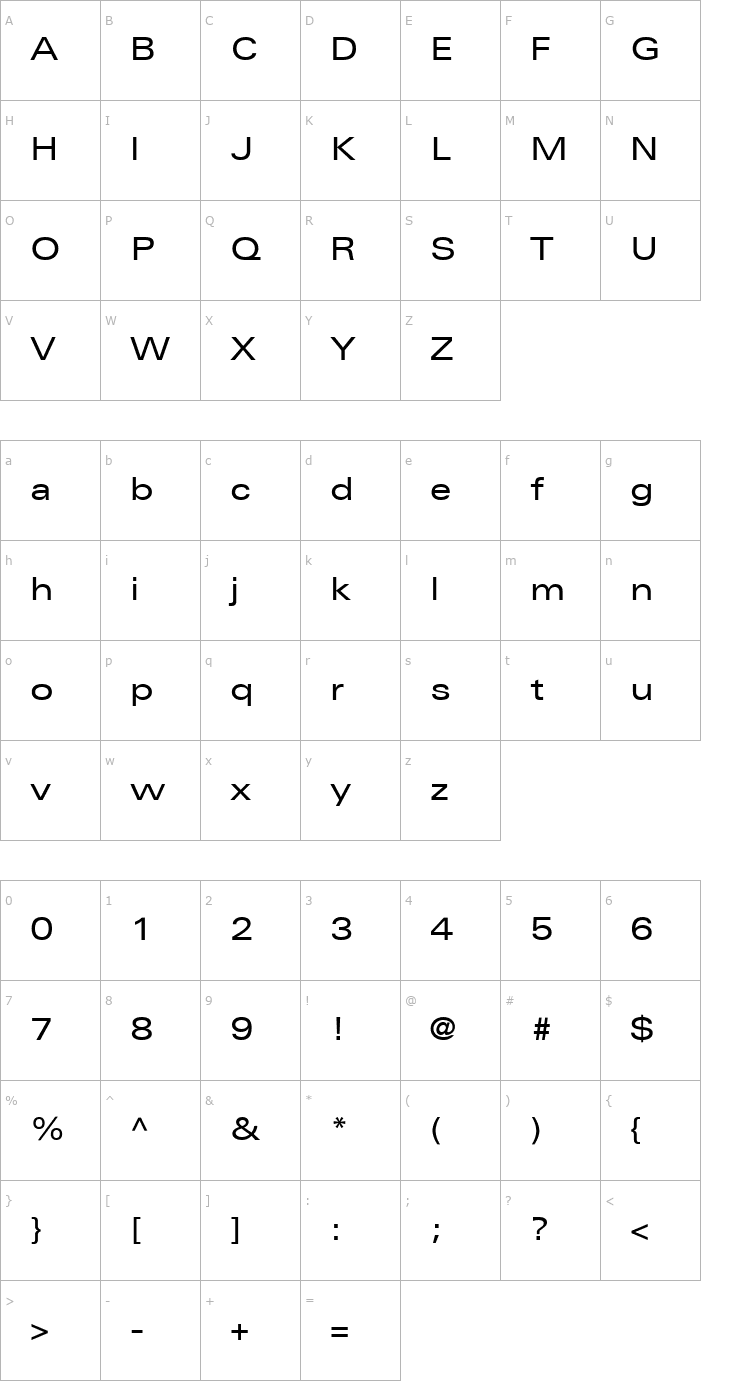 Character Map Nova Expanded SSi Expanded Font