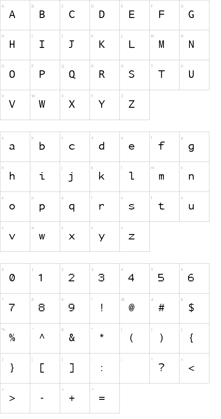 Character Map Nu Sans Mono Font