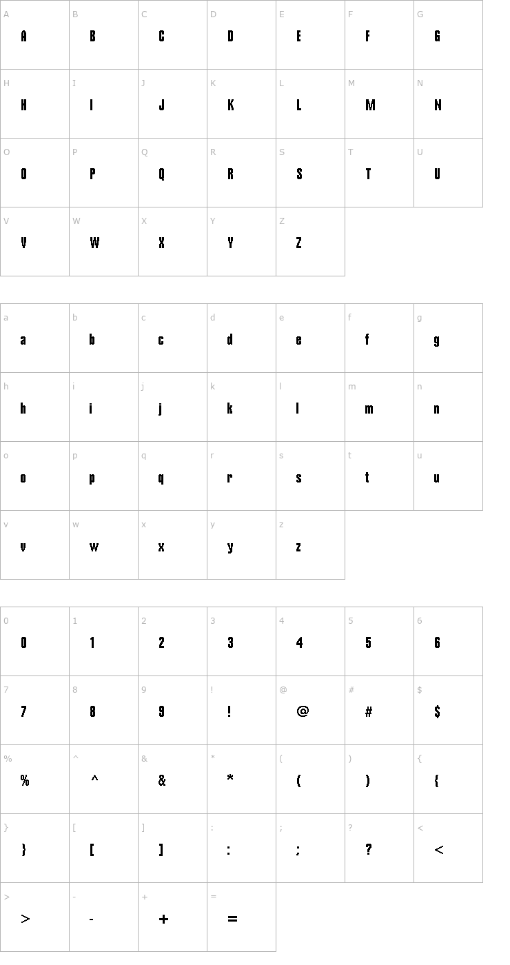Character Map Nu World Tight Font