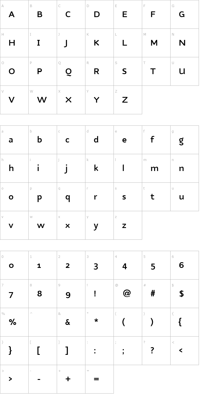 Character Map Nubian-DemiBold Font