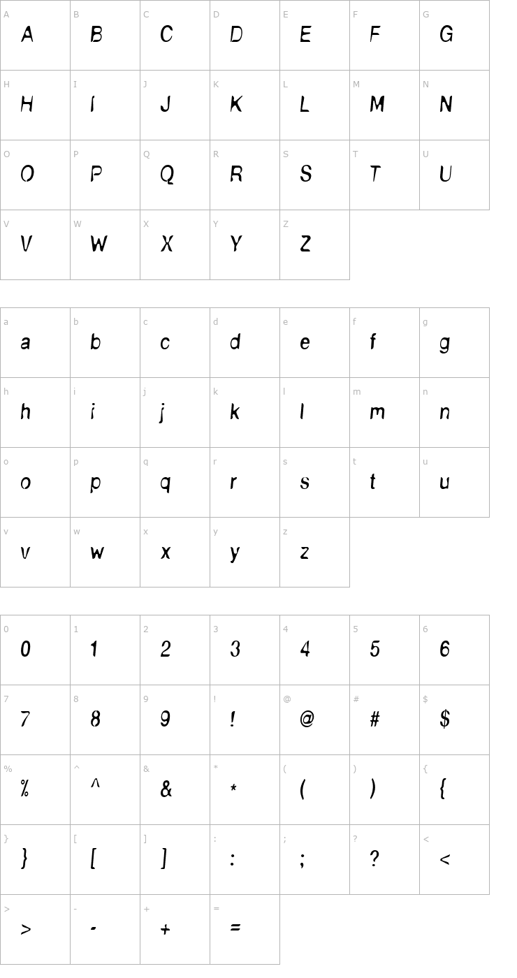 Character Map NudE Font