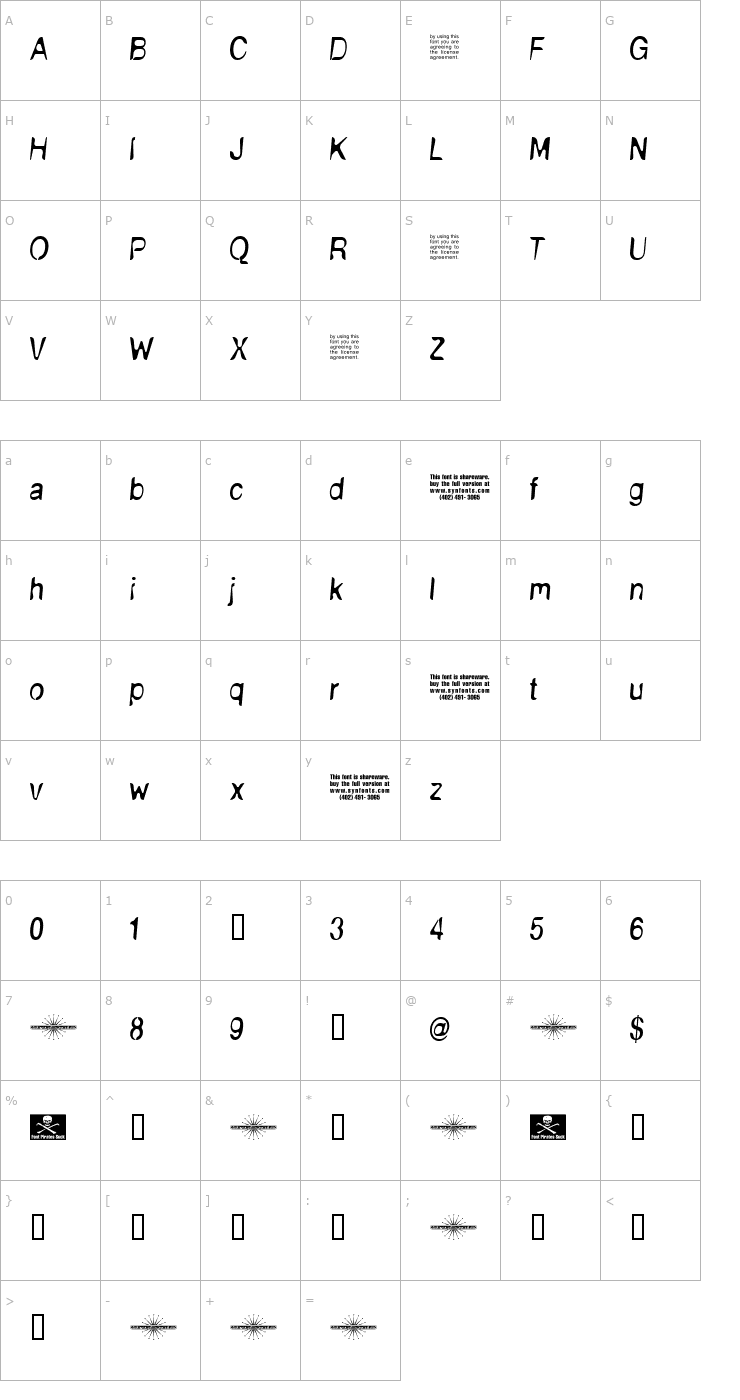 Character Map NudE UNPAID DEMO Font