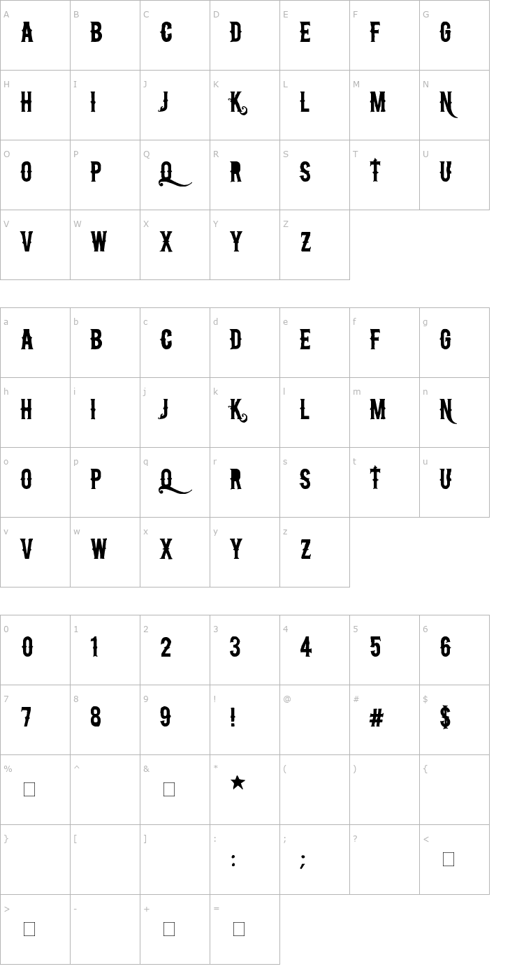 Character Map Nü*Creactivo 2008 Font