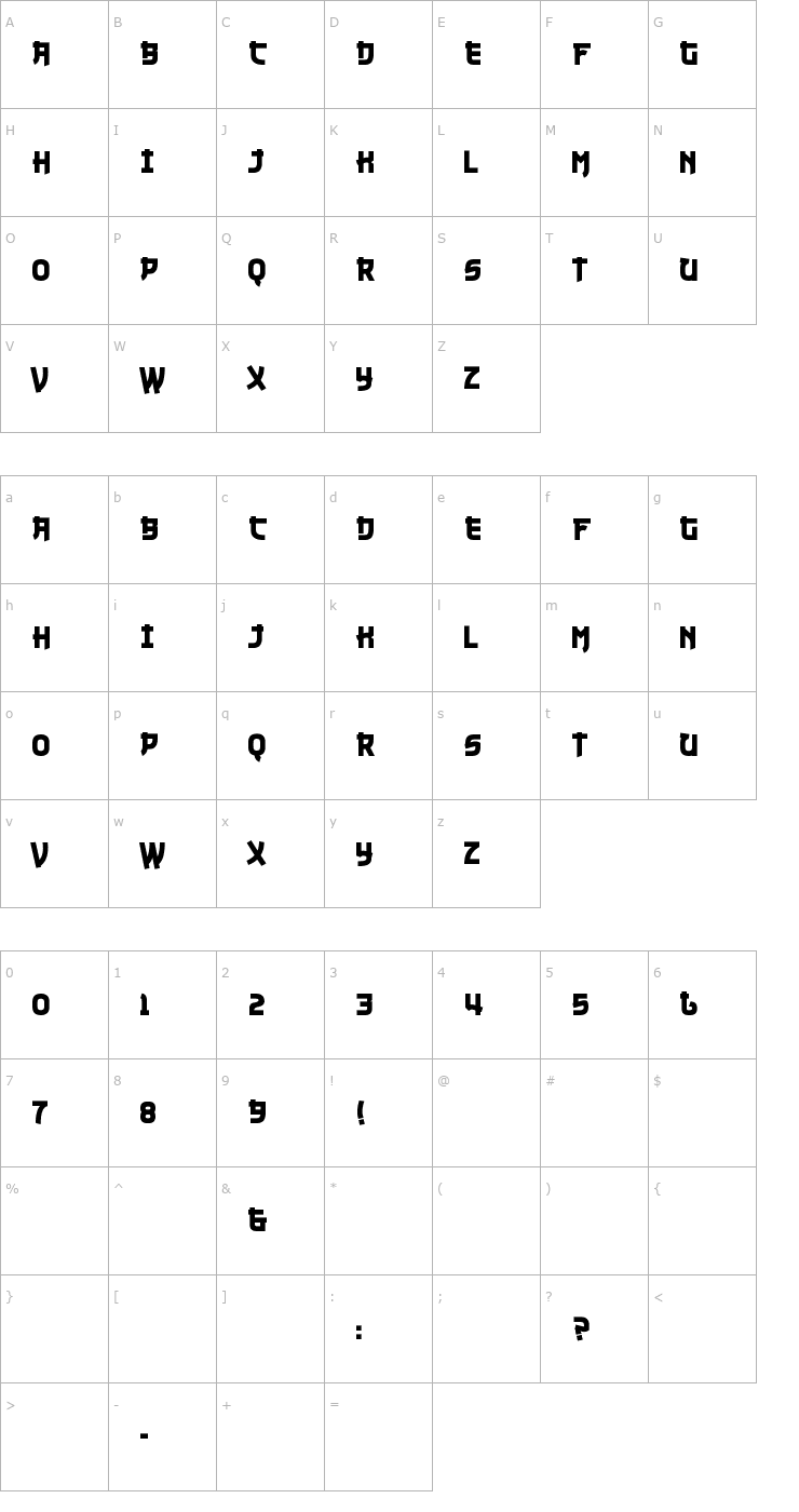 Character Map Nuku Nuku Font