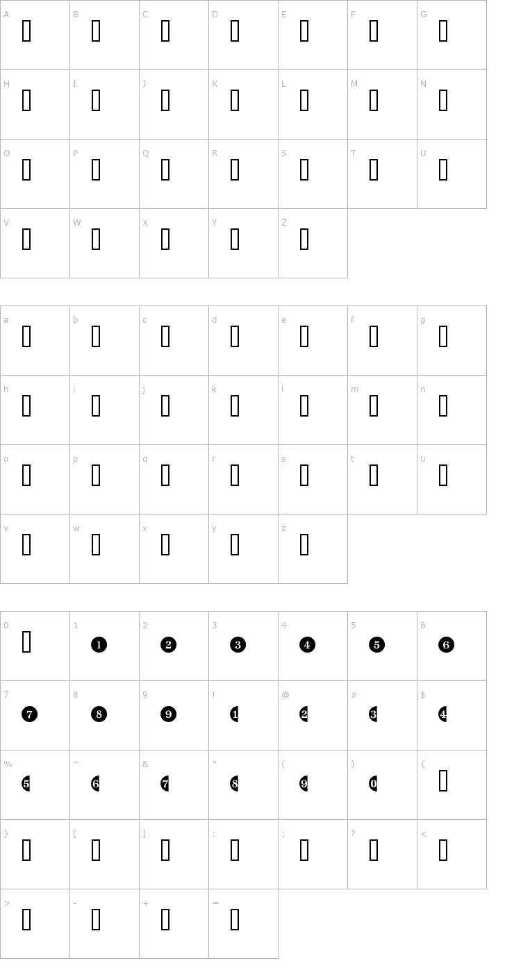 Character Map NumeraSSi Font