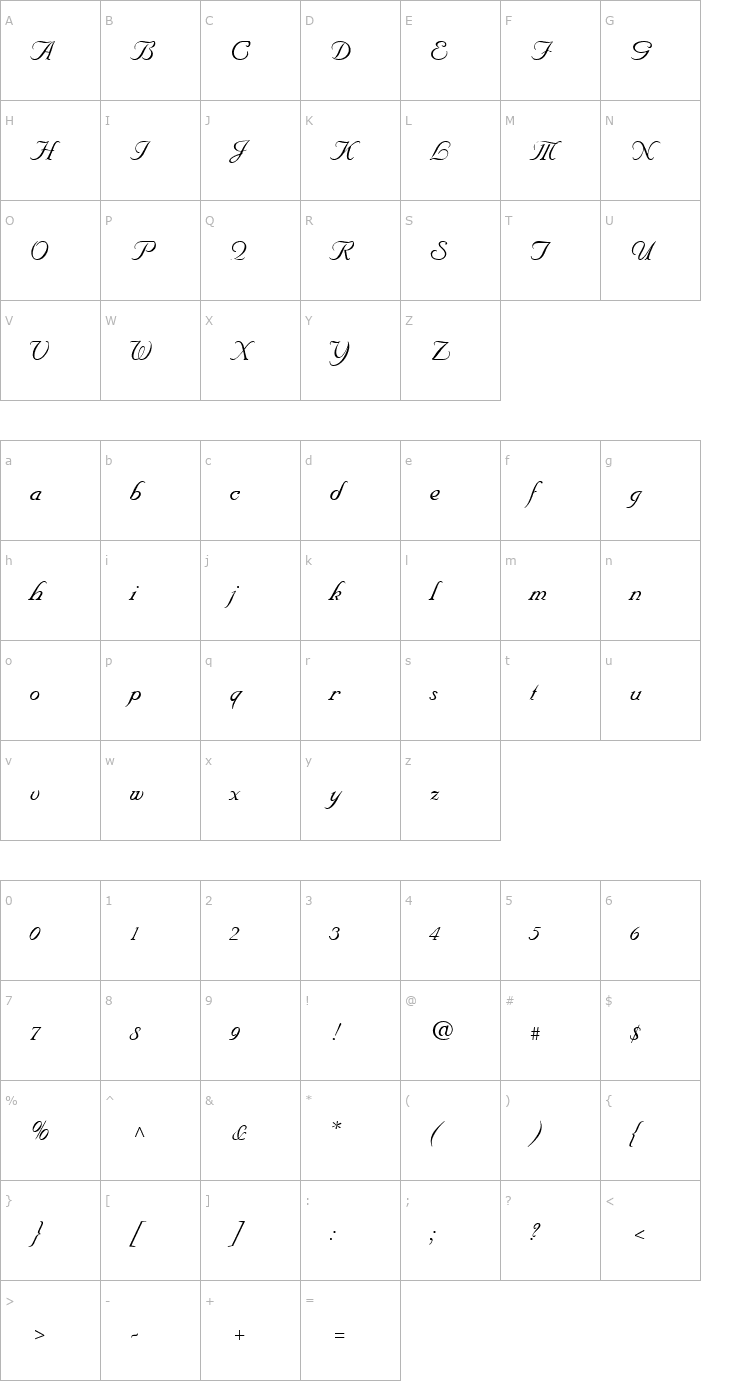 Character Map Nuncio Regular Font