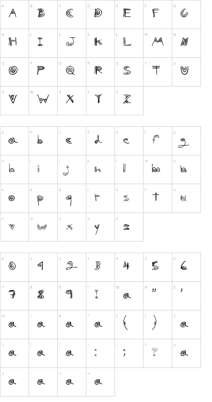 Character Map nuni Font