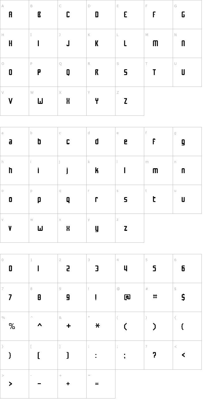 Character Map NuWave BV 2.0 Font
