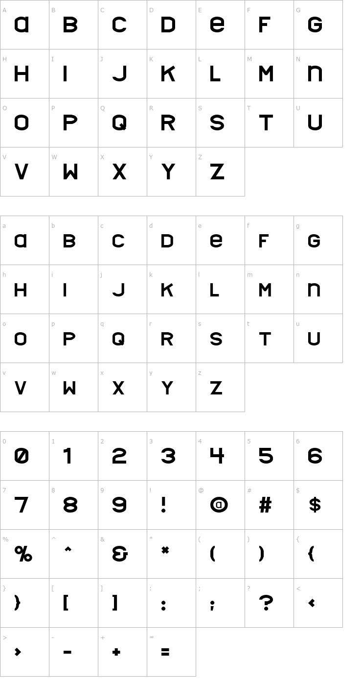 Character Map Nyctalopia Font