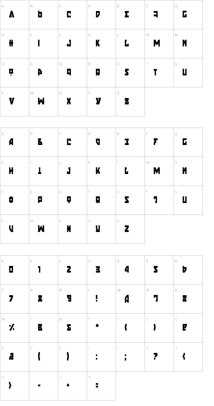 Character Map Nyet Condensed Font