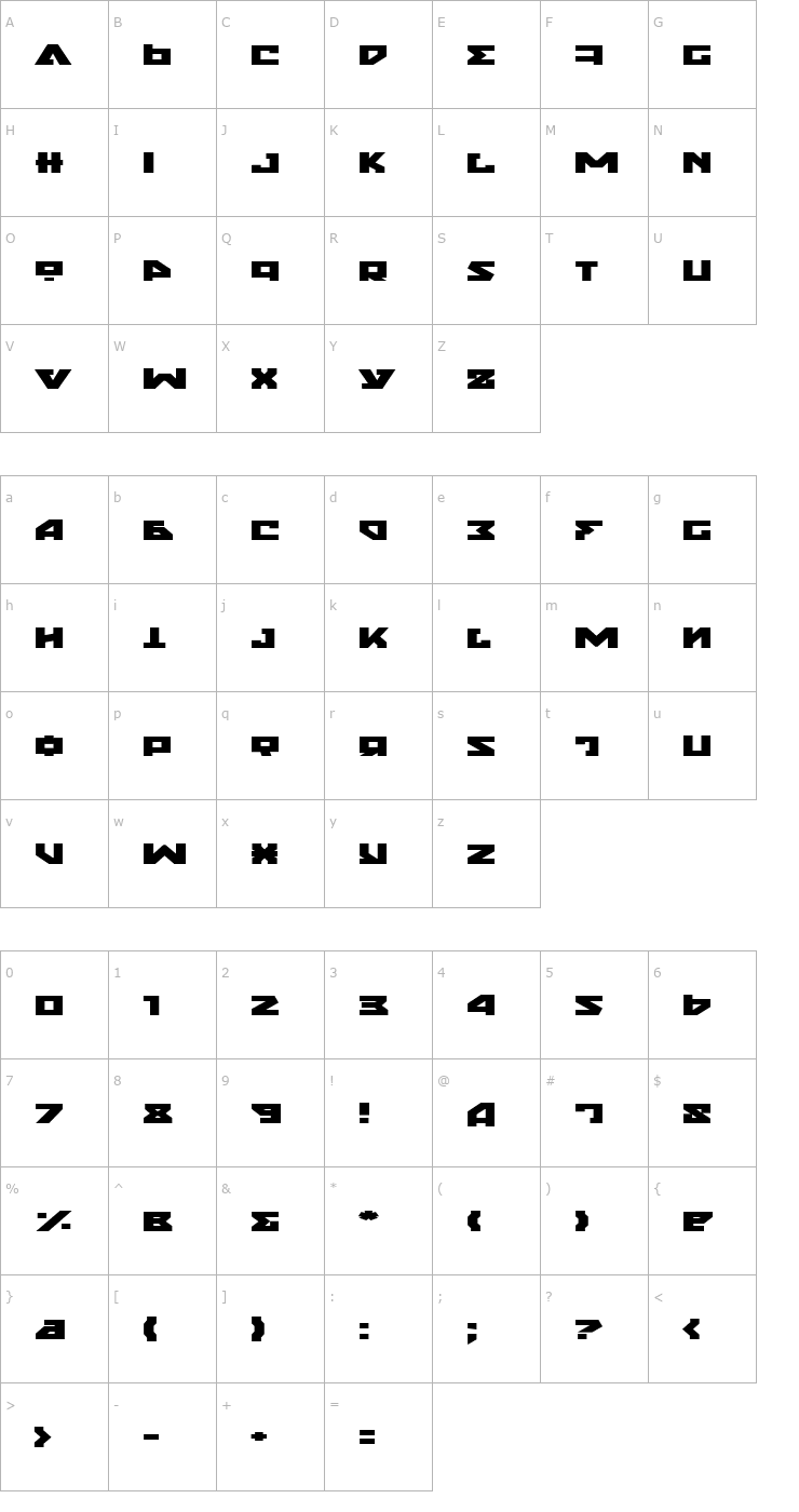 Character Map Nyet Expanded Font