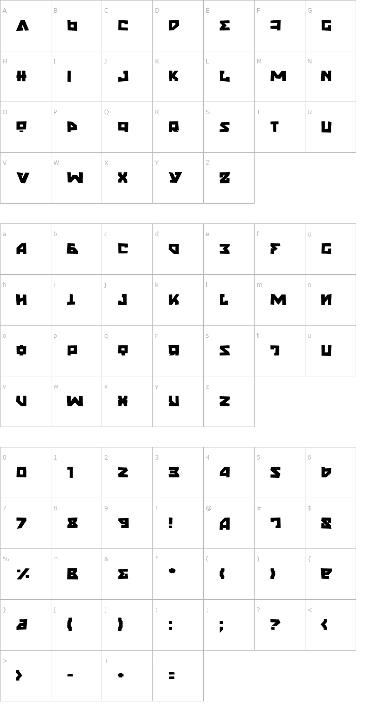 Character Map Nyet Grunge Font