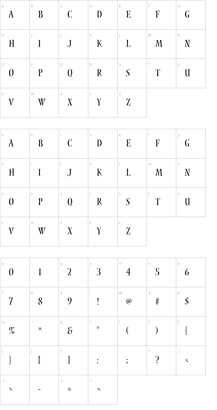 Character Map NyxStd Font