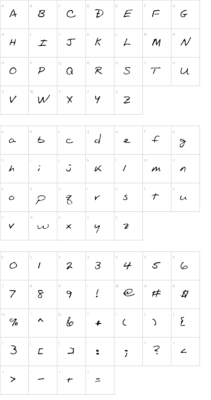 Character Map Oakland Regular Font