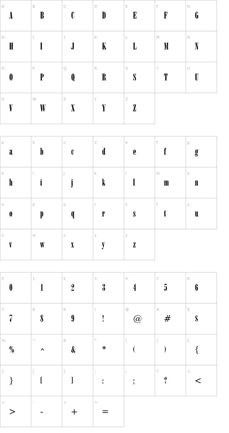 Character Map Obelisk Regular Font