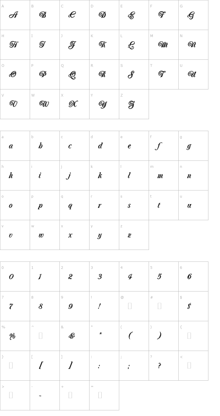 Character Map OberonPlain Font