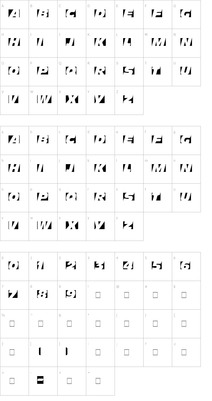 Character Map Obliquo Font