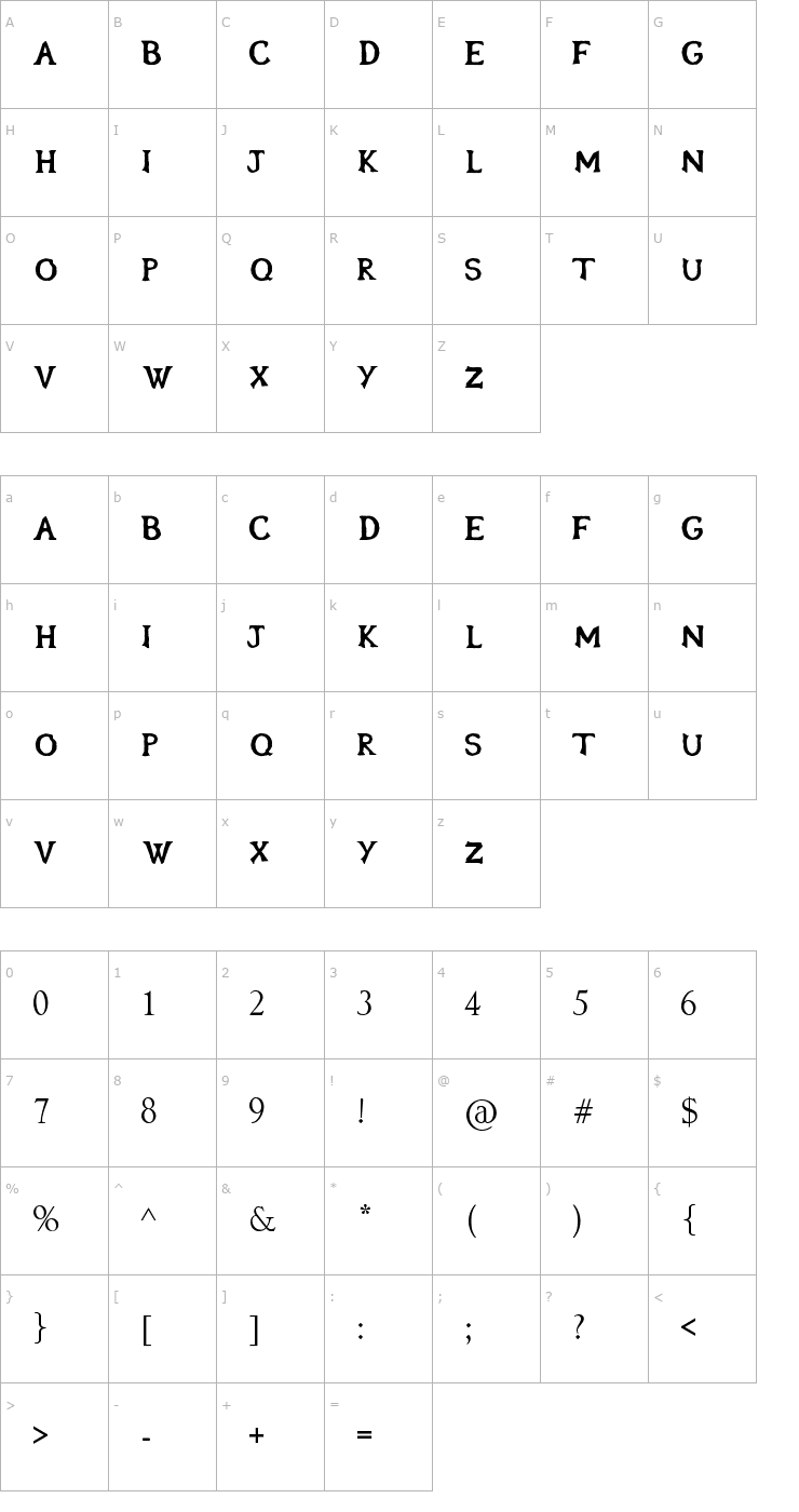 Character Map Oblivion Font