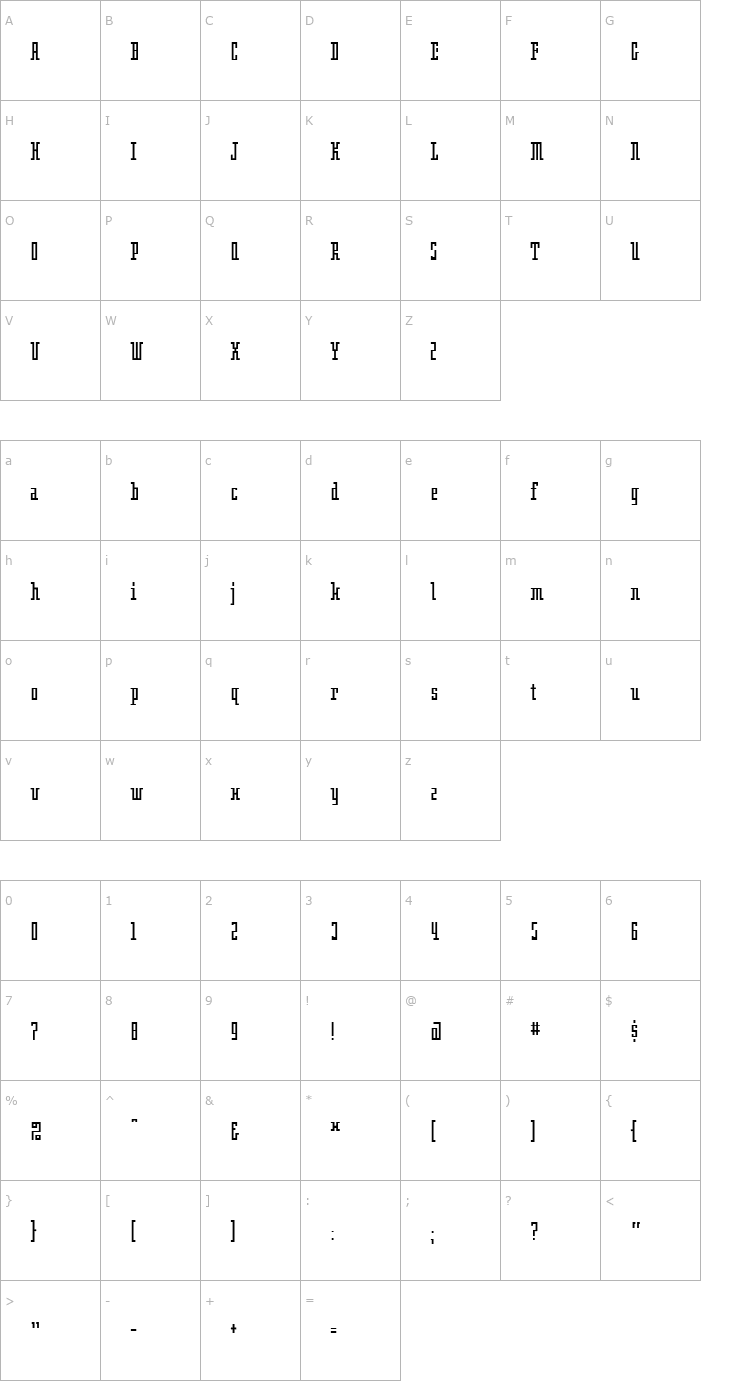 Character Map Oblong Font