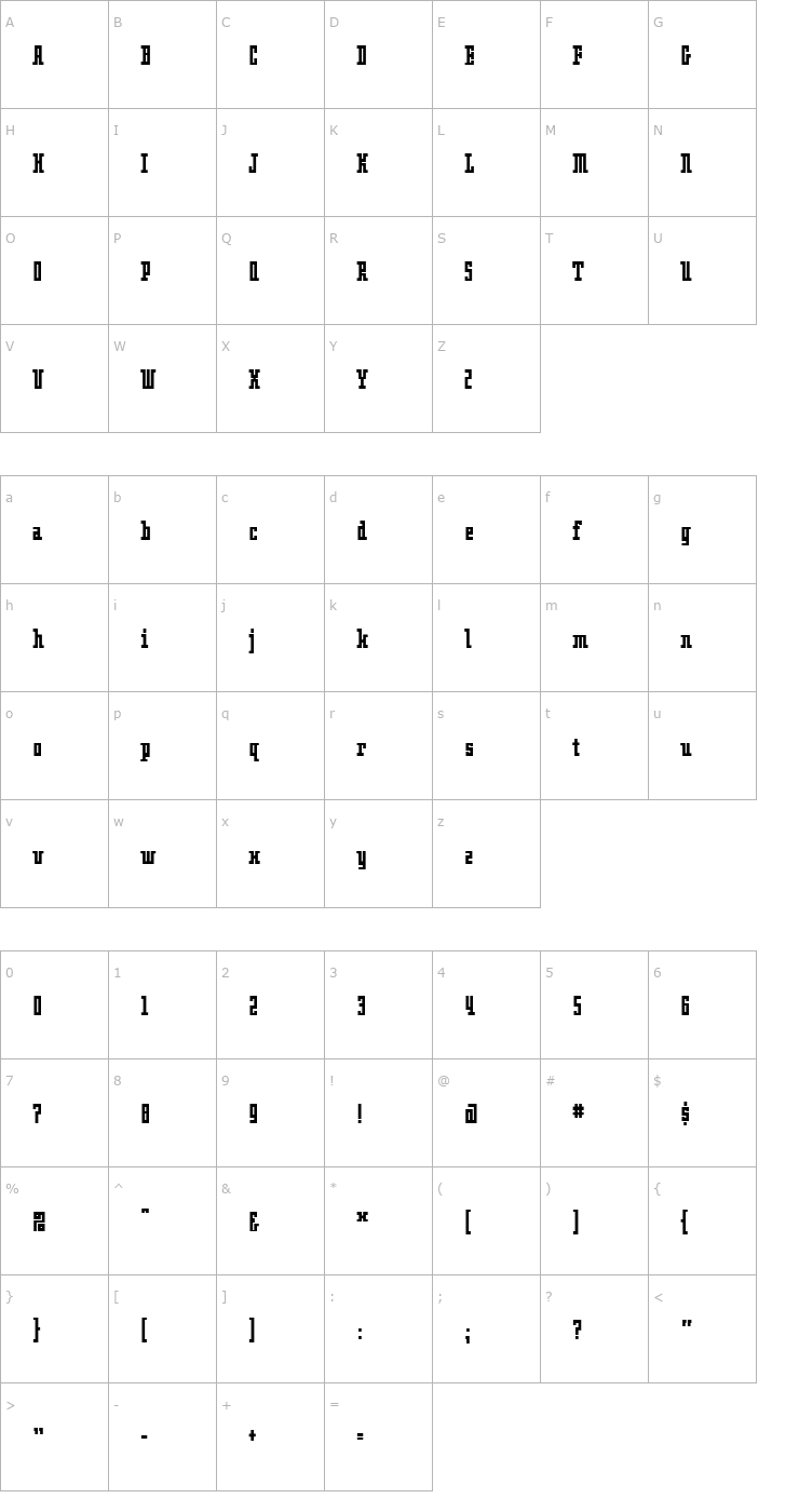 Character Map Oblong Bold Font