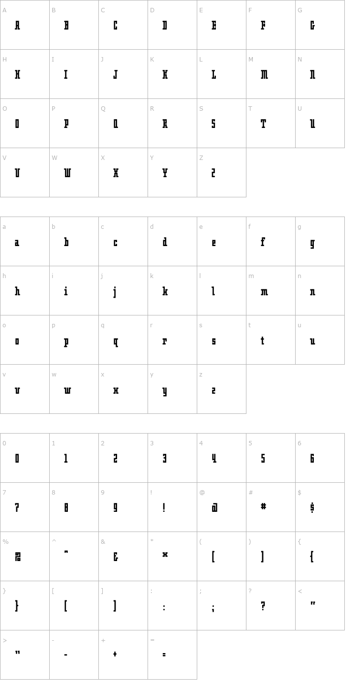 Character Map OblongBold Font