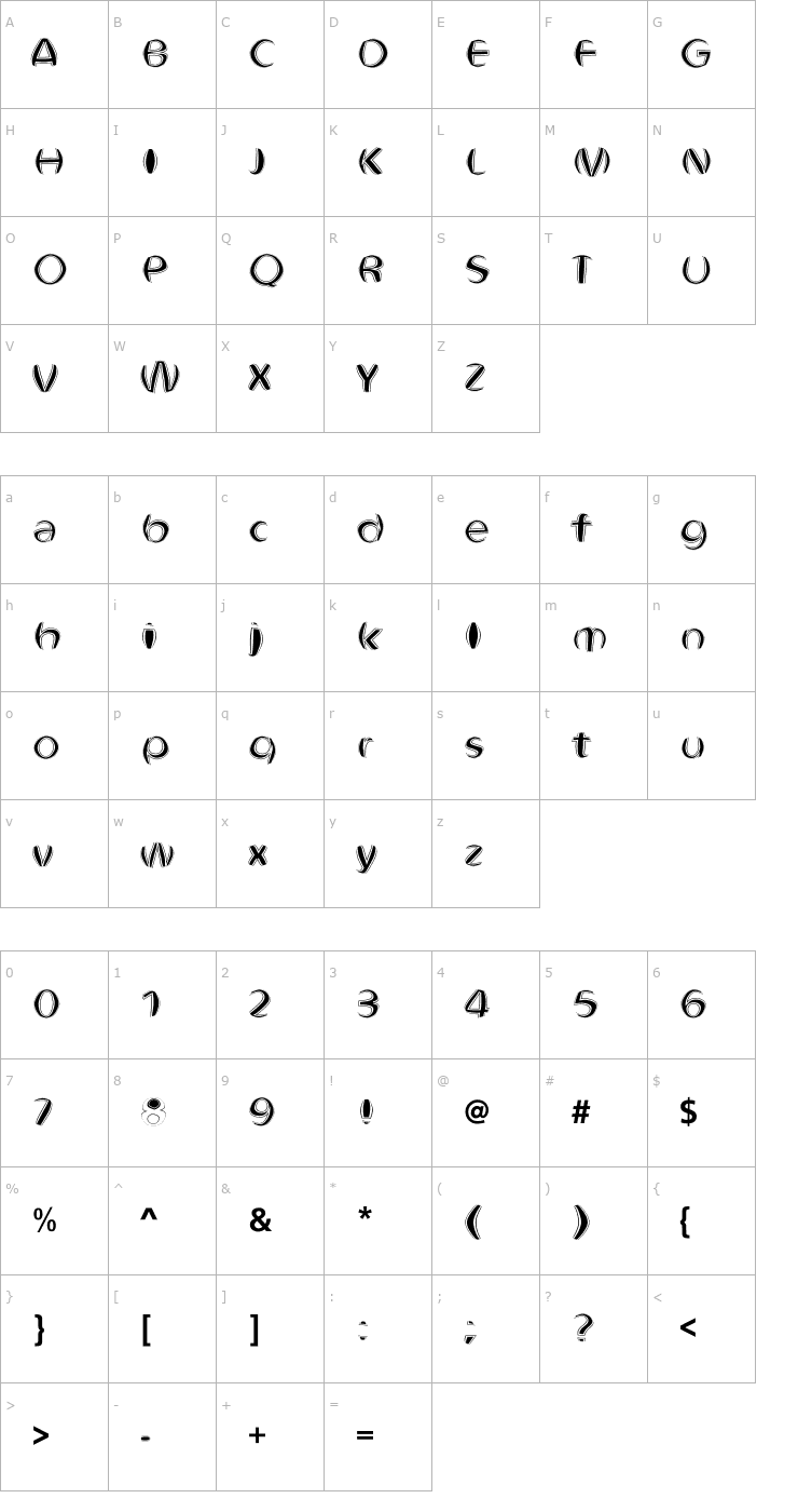 Character Map Obtunde Bold Font