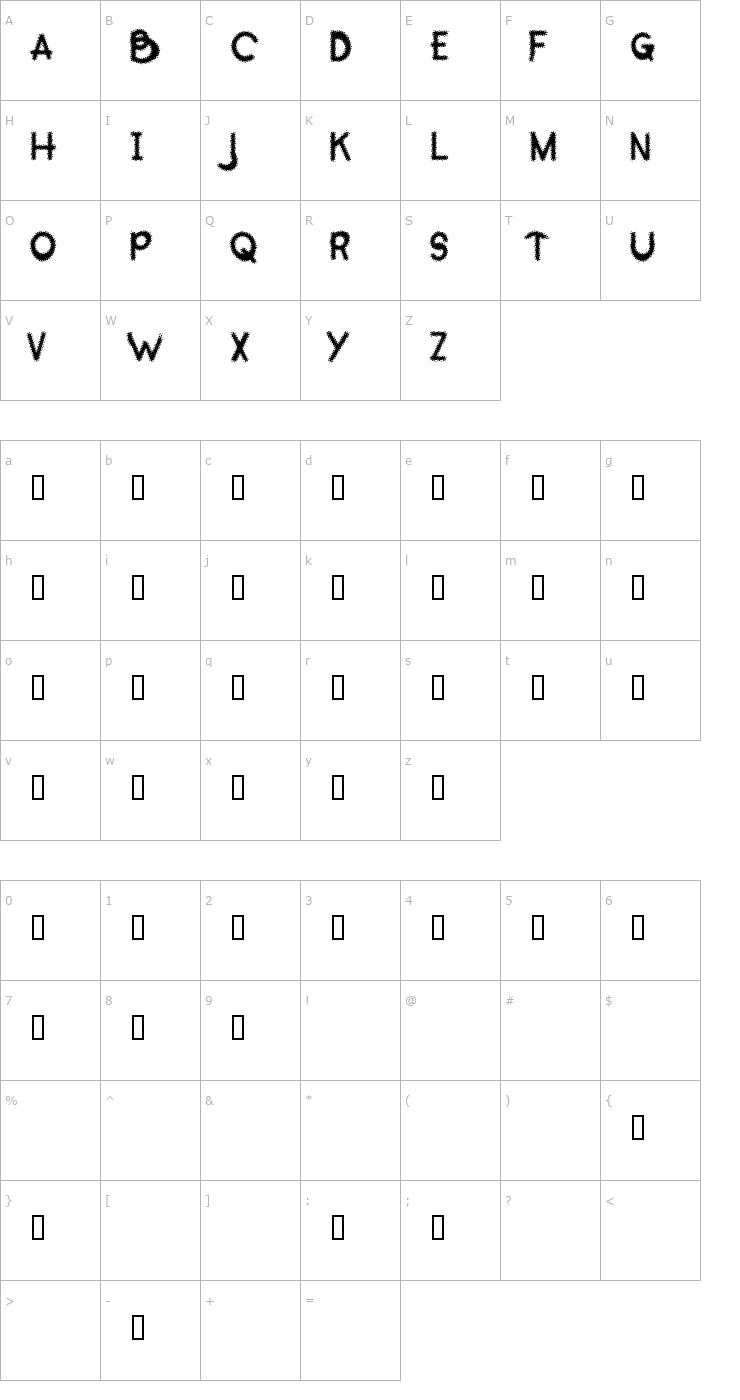 Character Map Occidental Halftone Font